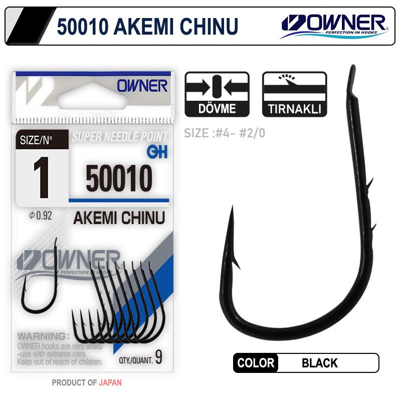 Owner 50010 Akemi Chinu Black İğne 1/0