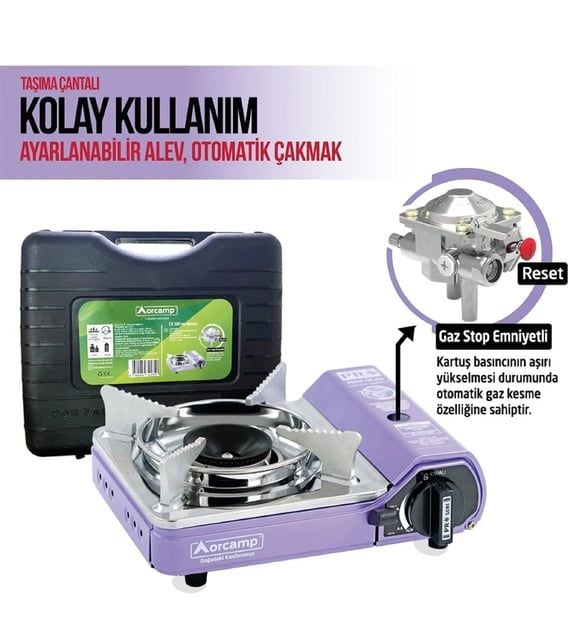 CK-506 Orcamp Mini Tekli Kamp Ocak Çantalı Gaz Stop Emniyetli