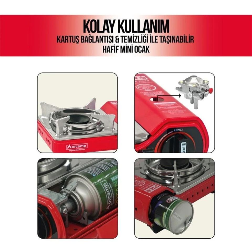 CK-506 Orcamp Mini Tekli Kamp Ocak Çantalı Gaz Stop Emniyetli